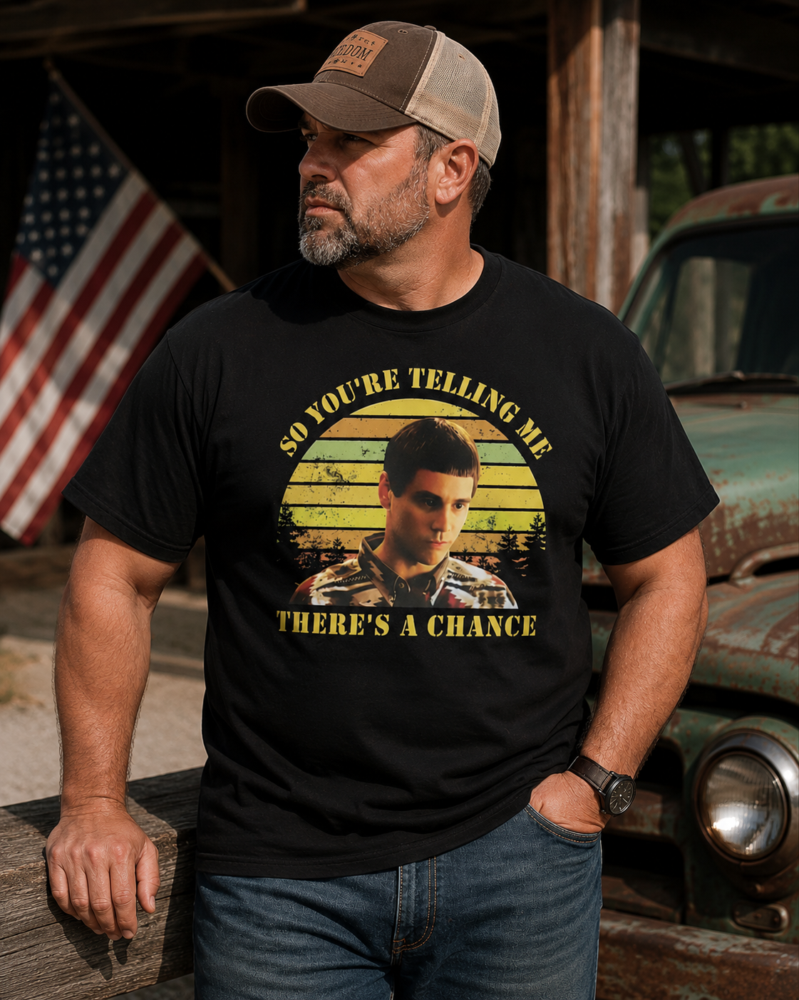 Funny Retro Portrait Graphic T-Shirt – Vintage Humor Tee for Men