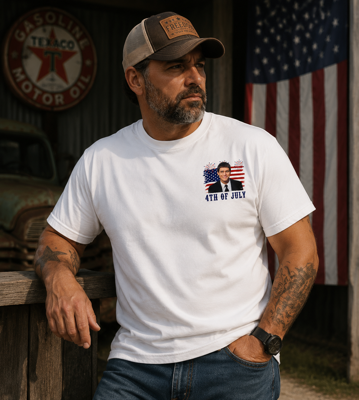 Red White & Blue Graphic T-Shirt – Patriotic Summer Celebration Tee