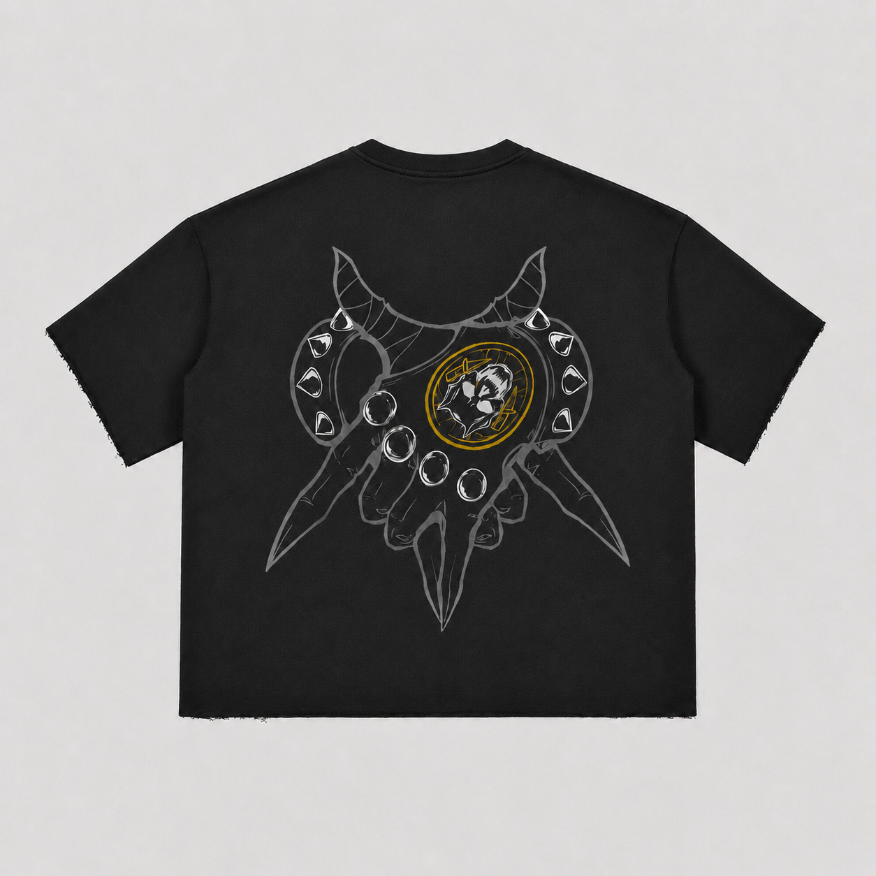 Dark Curse Hand Graphic Oversized T-Shirt – Streetwear Gothic Anime-Inspired Tee