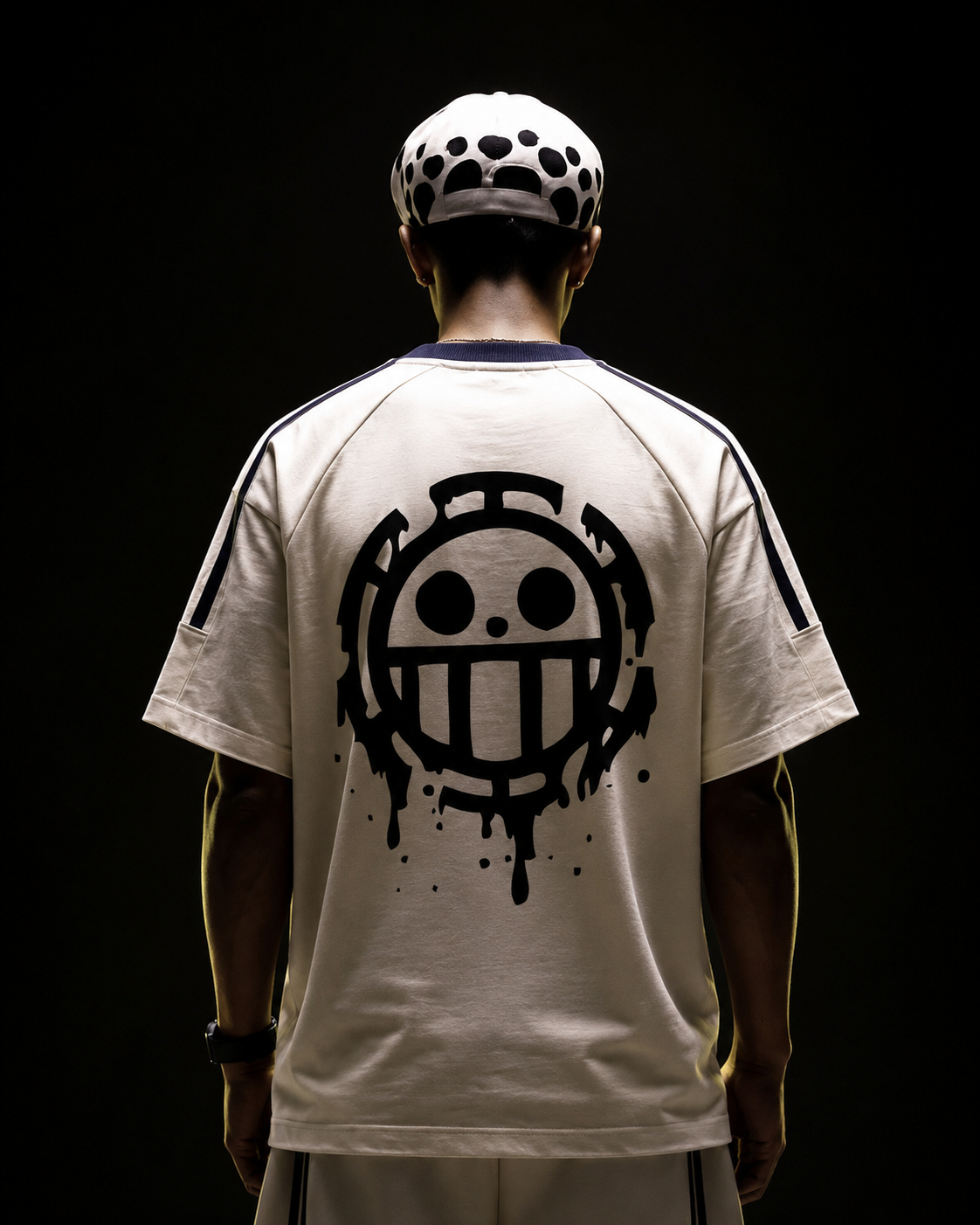 Dripping Skull Pirate Emblem Oversized Back Print T-Shirt – Vintage Streetwear Tee