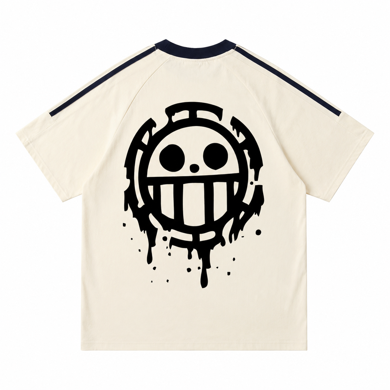 Dripping Skull Pirate Emblem Oversized Back Print T-Shirt – Vintage Streetwear Tee