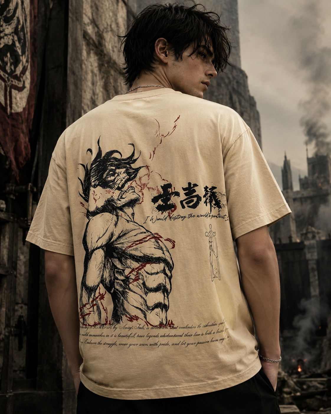Beast Titan-Inspired Streetwear Graphic Tee – Vintage Anime Muscle Art T-Shirt