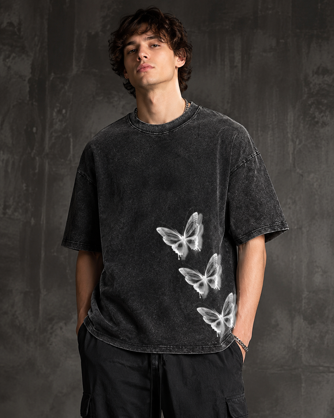Grunge Anime-Inspired Graphic Tee – Cursed Eye Masked Warrior Oversized T-Shirt