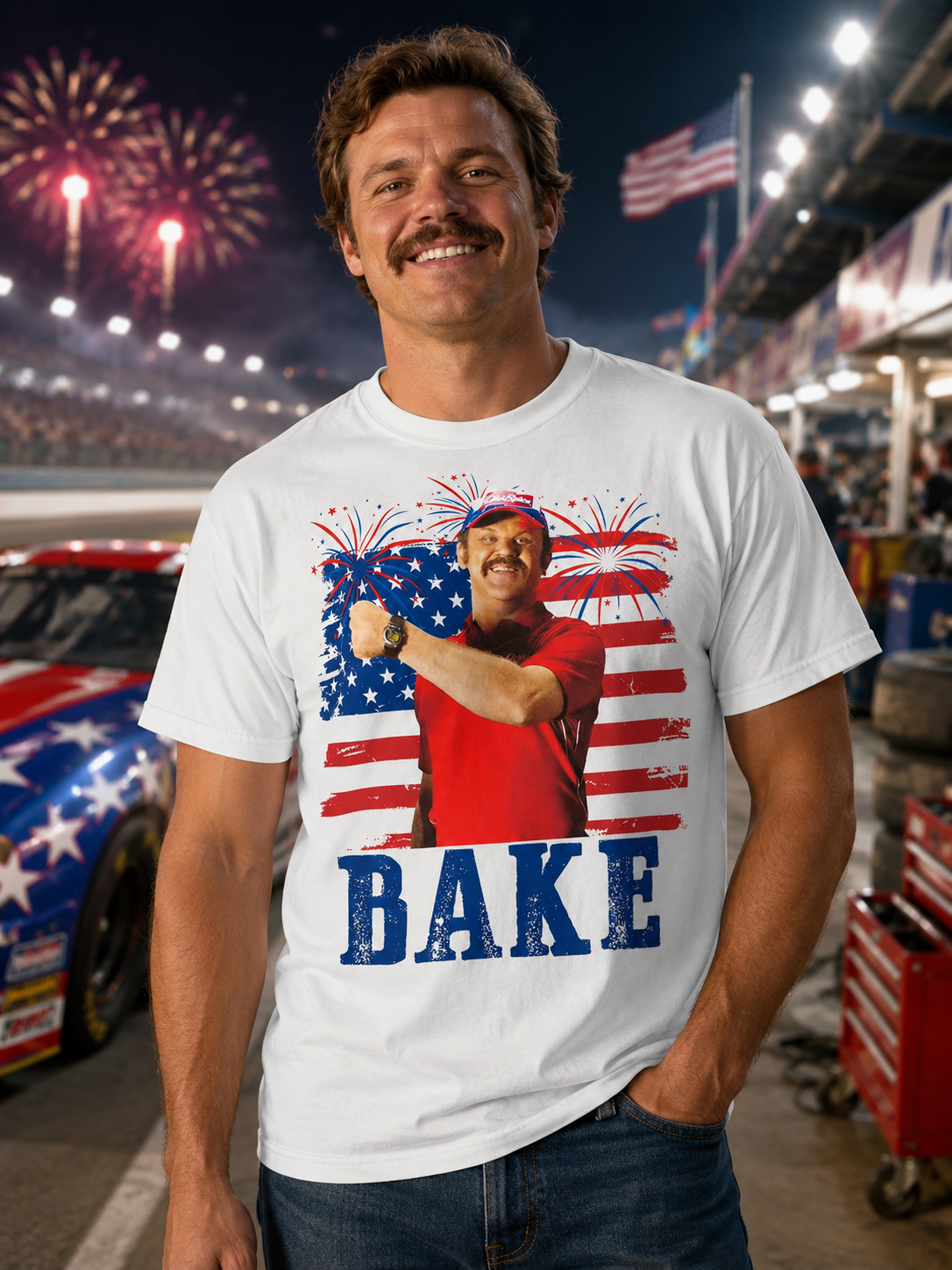 Patriotic Racing Event Graphic Tee – Vintage Speedway Fireworks Streetwear Shirt
