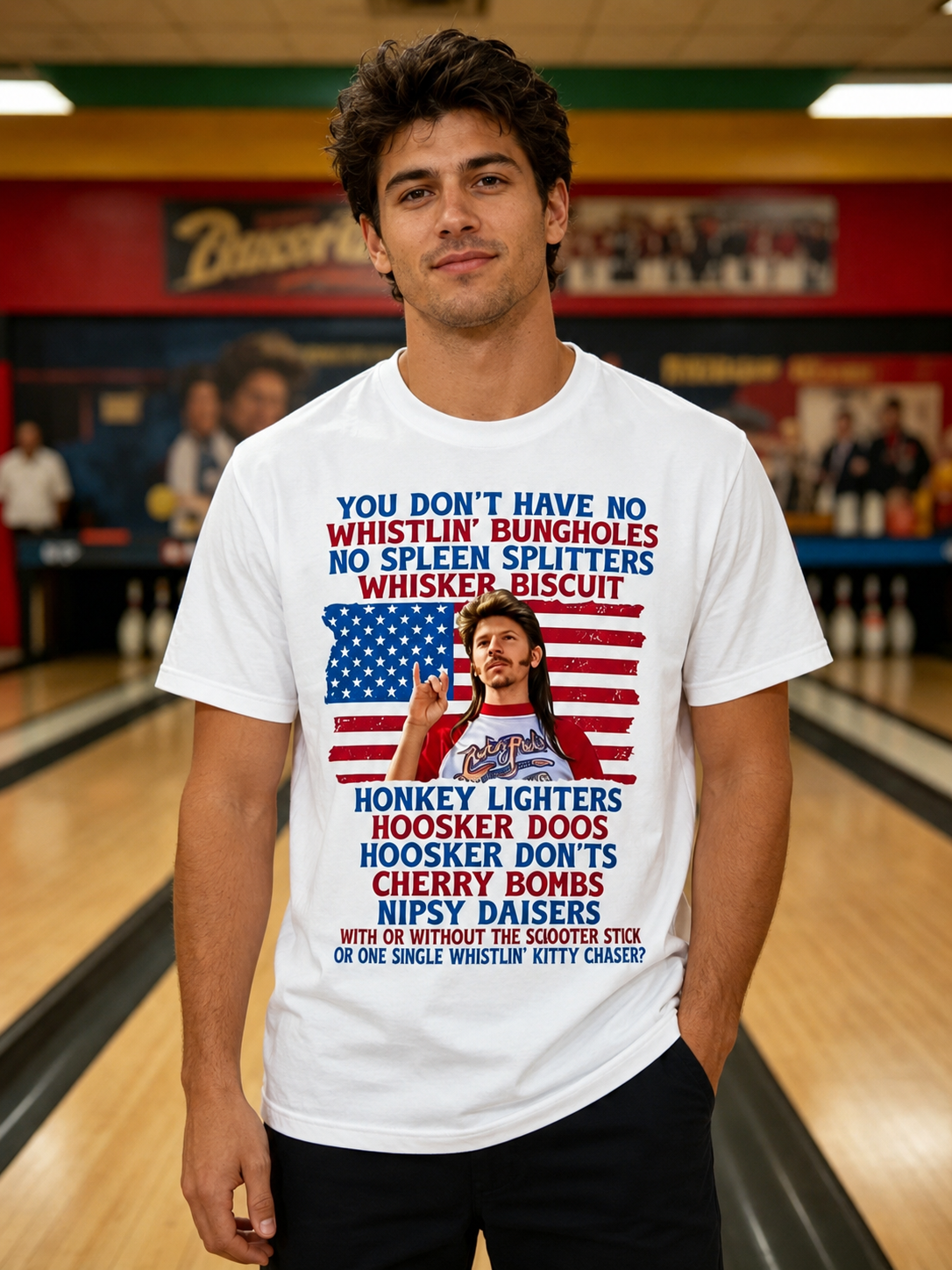Vintage Sports Portrait Graphic Tee – Retro Bowling Alley Street Style T-Shirt