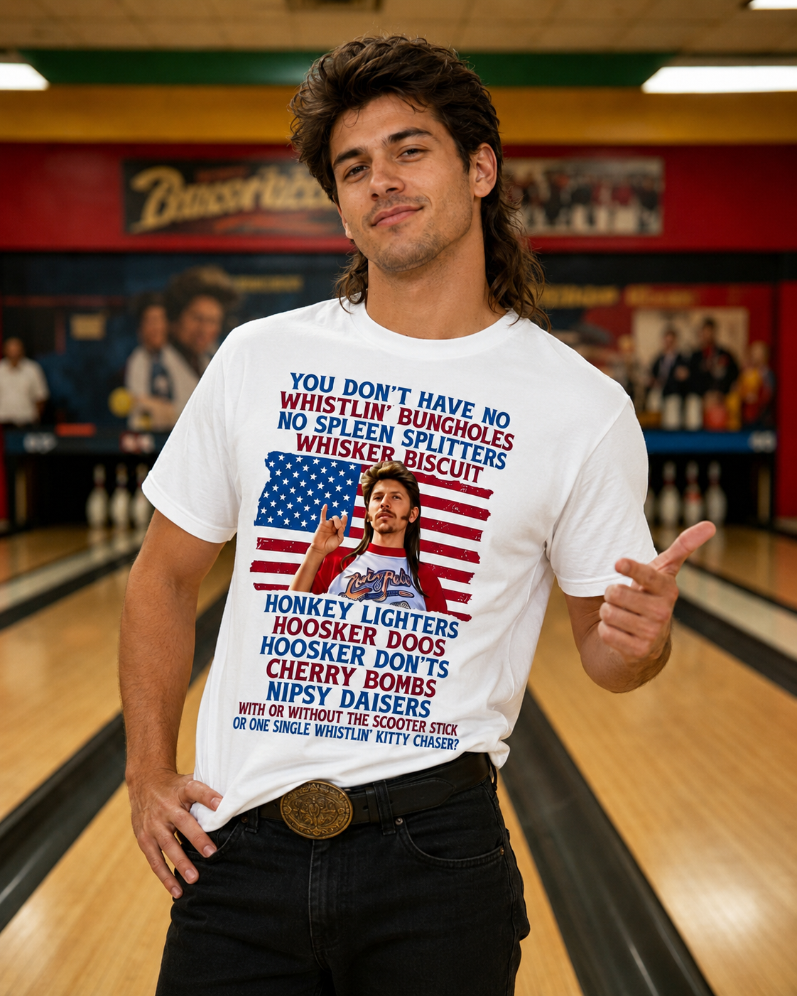 Vintage Sports Portrait Graphic Tee – Retro Bowling Alley Street Style T-Shirt