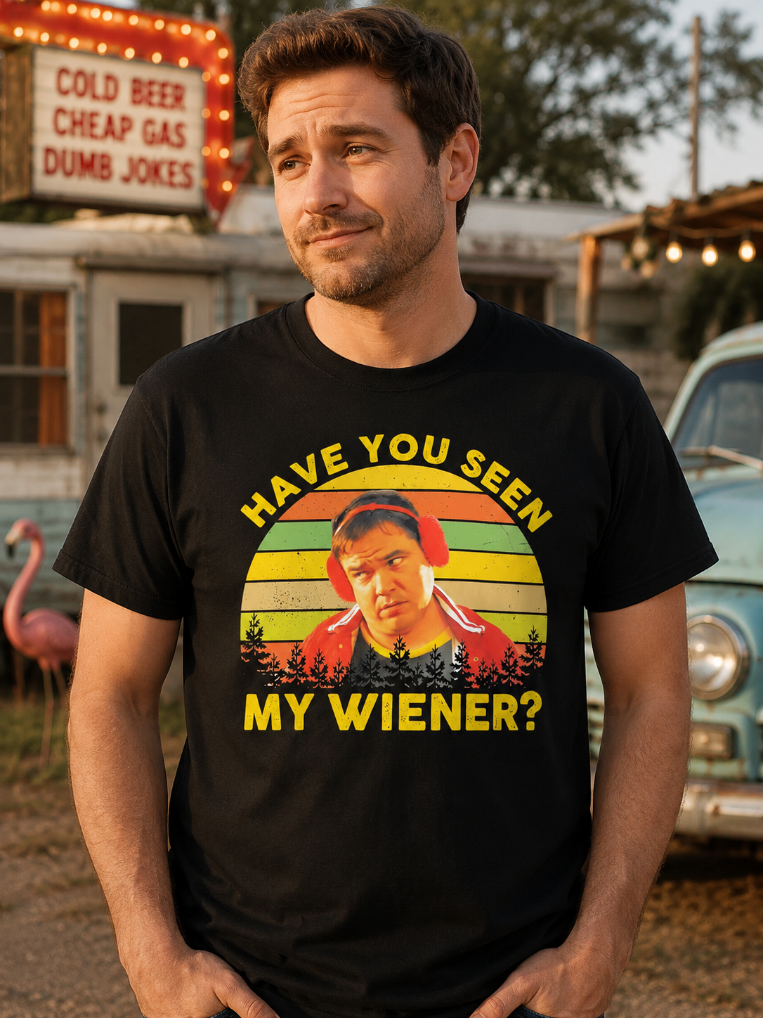 Retro Humor Graphic Tee – Sunset Character Vintage Streetwear T-Shirt
