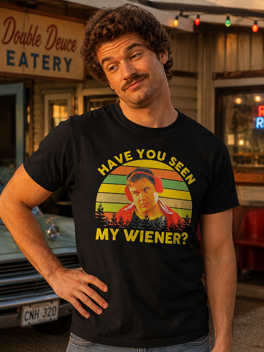Retro Humor Graphic Tee – Sunset Character Vintage Streetwear T-Shirt