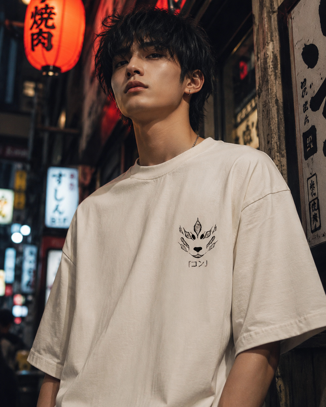 Mystic Fox Spirit Graphic Tee – Japanese Dark Aesthetic Streetwear