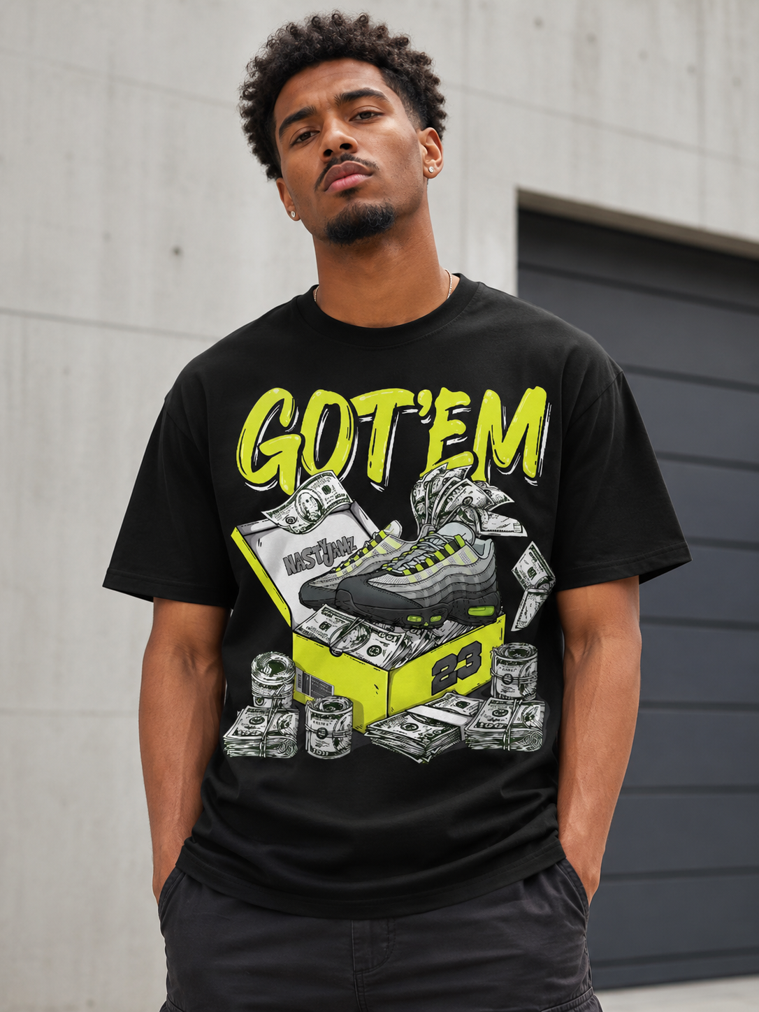Air Max 95 Big Bubble Neon Yellow Black Graphic Sneaker Tee – Streetwear T-Shirt