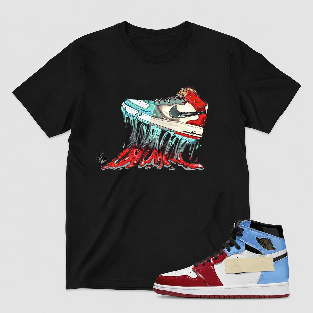 Fearless Sneaker Inspired “Melting Paint” Graphic Tee – Black Streetwear Essential T-Shirt