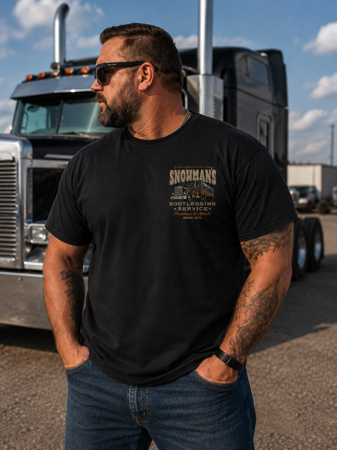 Vintage Trucker Graphic T-Shirt – Southern Highway Legend Back Print Tee