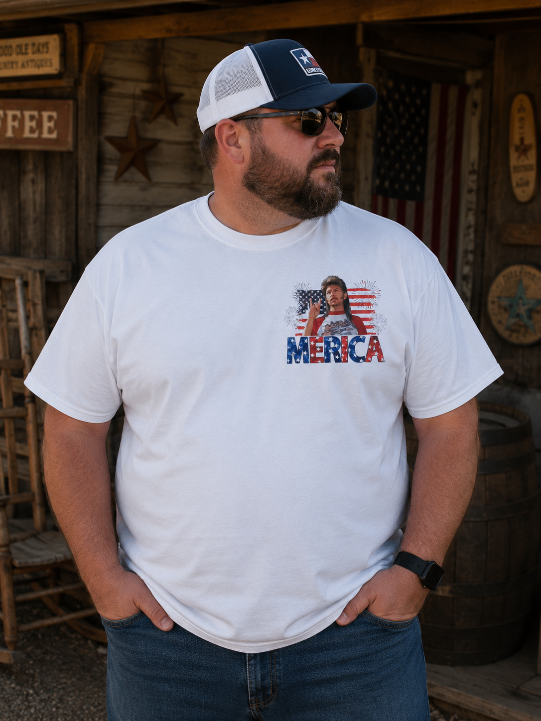 Stars & Stripes Rodeo Graphic T-Shirt – Vintage Cowboy Humor Tee
