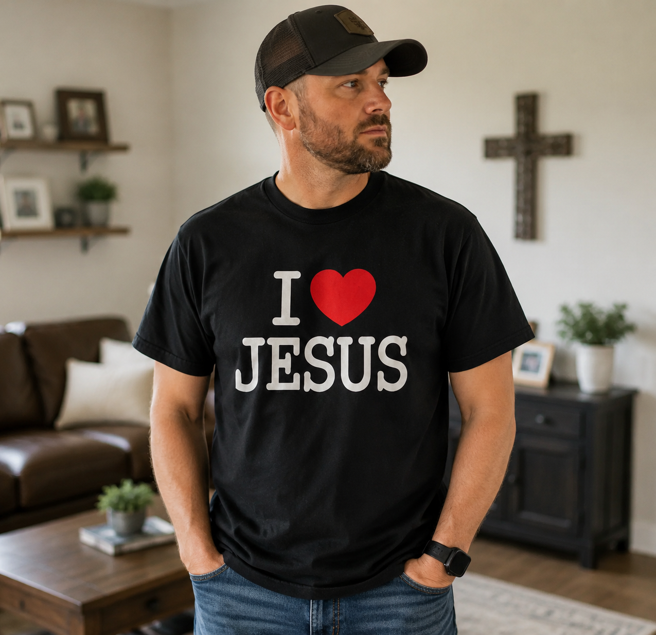 I Love Jesus Graphic T-Shirt – Christian Faith Statement Tee for Men and Women