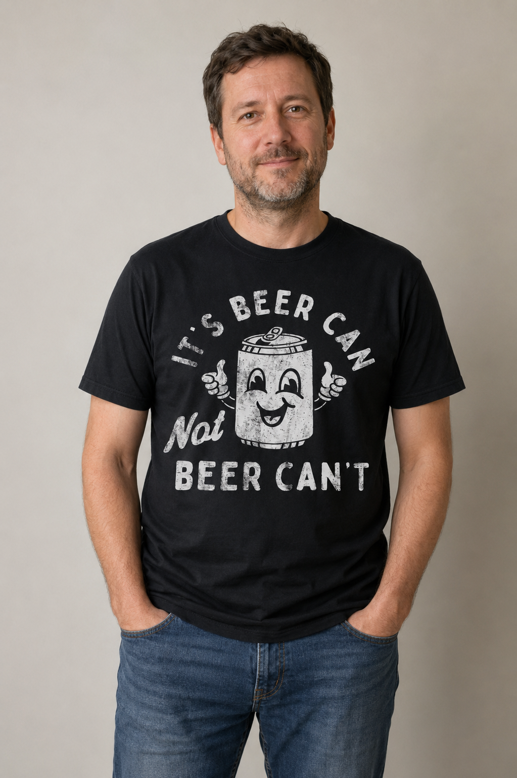 Funny “It’s Beer Can, Not Beer Can’t” Graphic T-Shirt – Vintage Beer Lover Black Tee