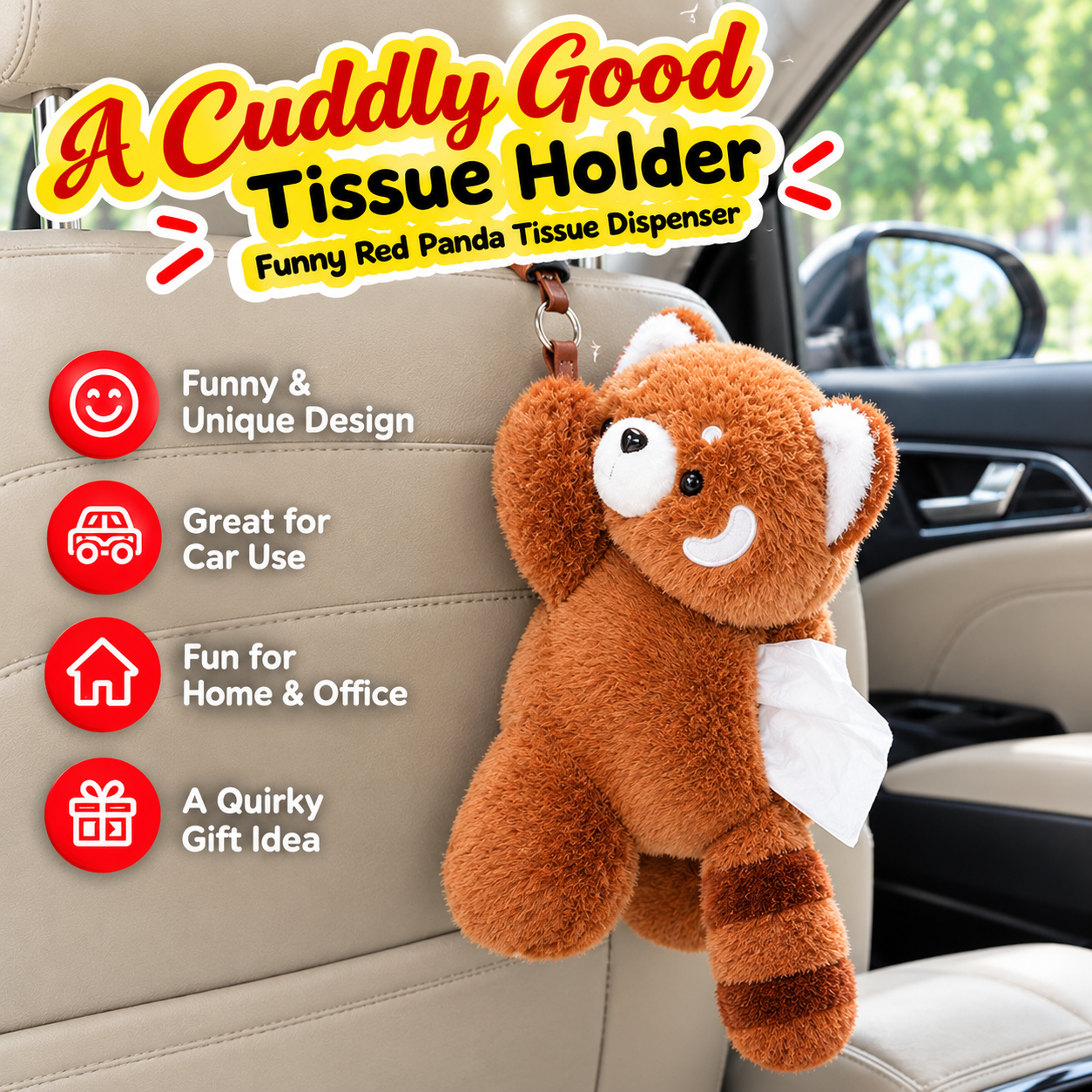 Ifchooseu - Funny Red Panda Tissue Holder
