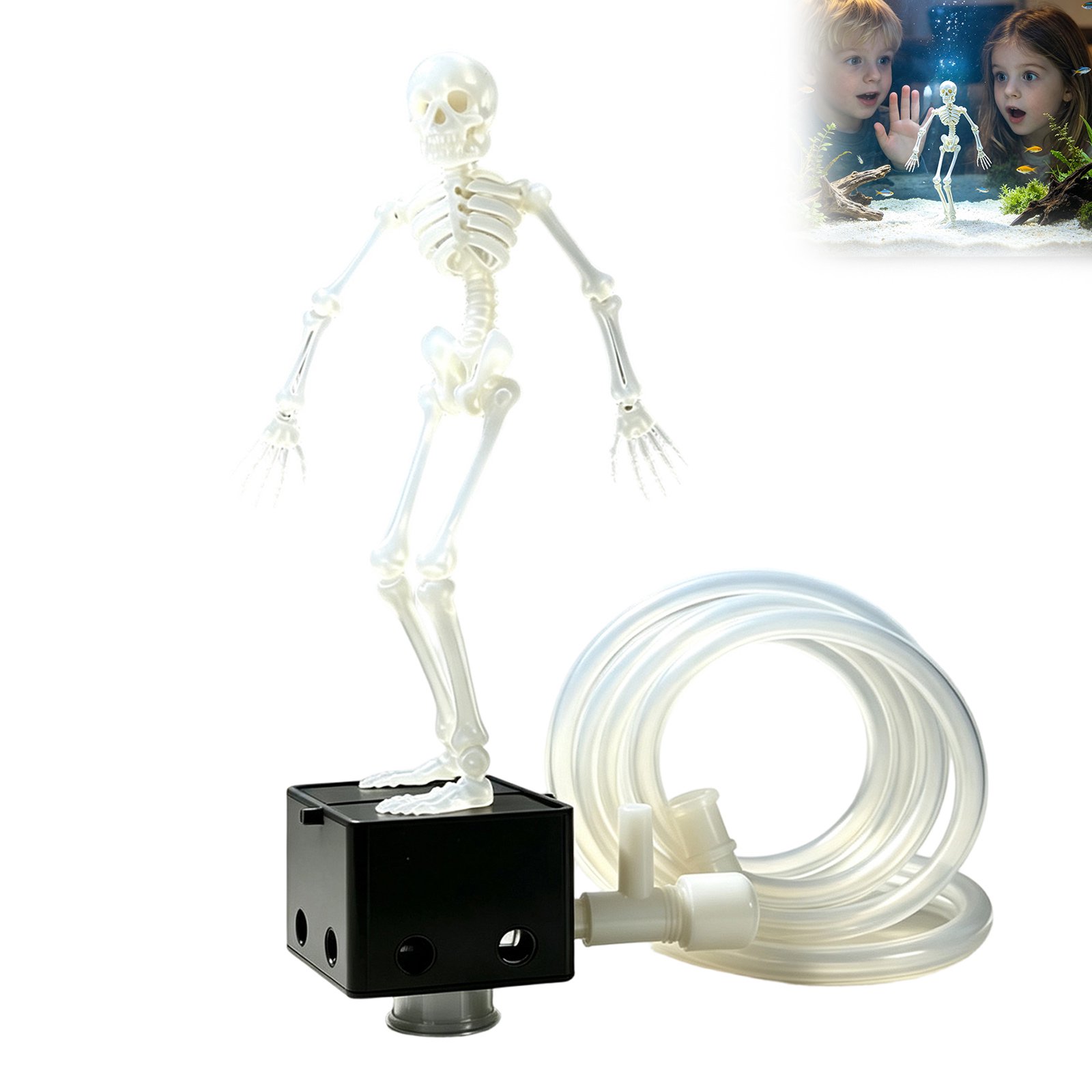 Special Treasure - Bubble Dancing Skeleton Aquarium Ornament – Air Powered Fish Tank Decoration - Dancing Skeleton + Oxygen Pump