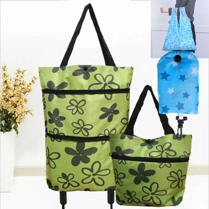 Ifchooseu - 🛒2-in-1 Foldable Shopping Cart✨Portable Lightweight Grocery Trolley