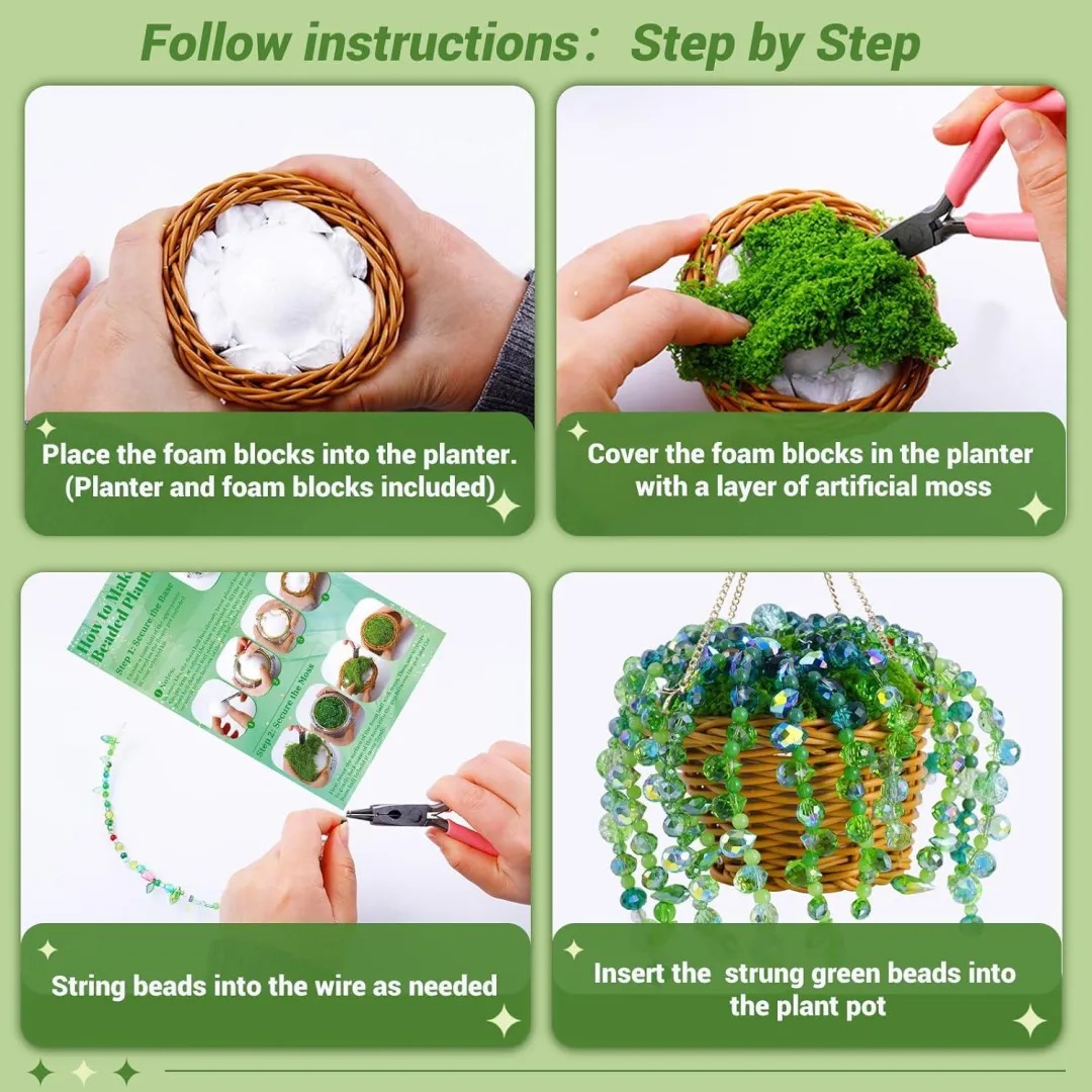 Make Your Own Forever Hanging Plant - DIY Beaded Plant Kit