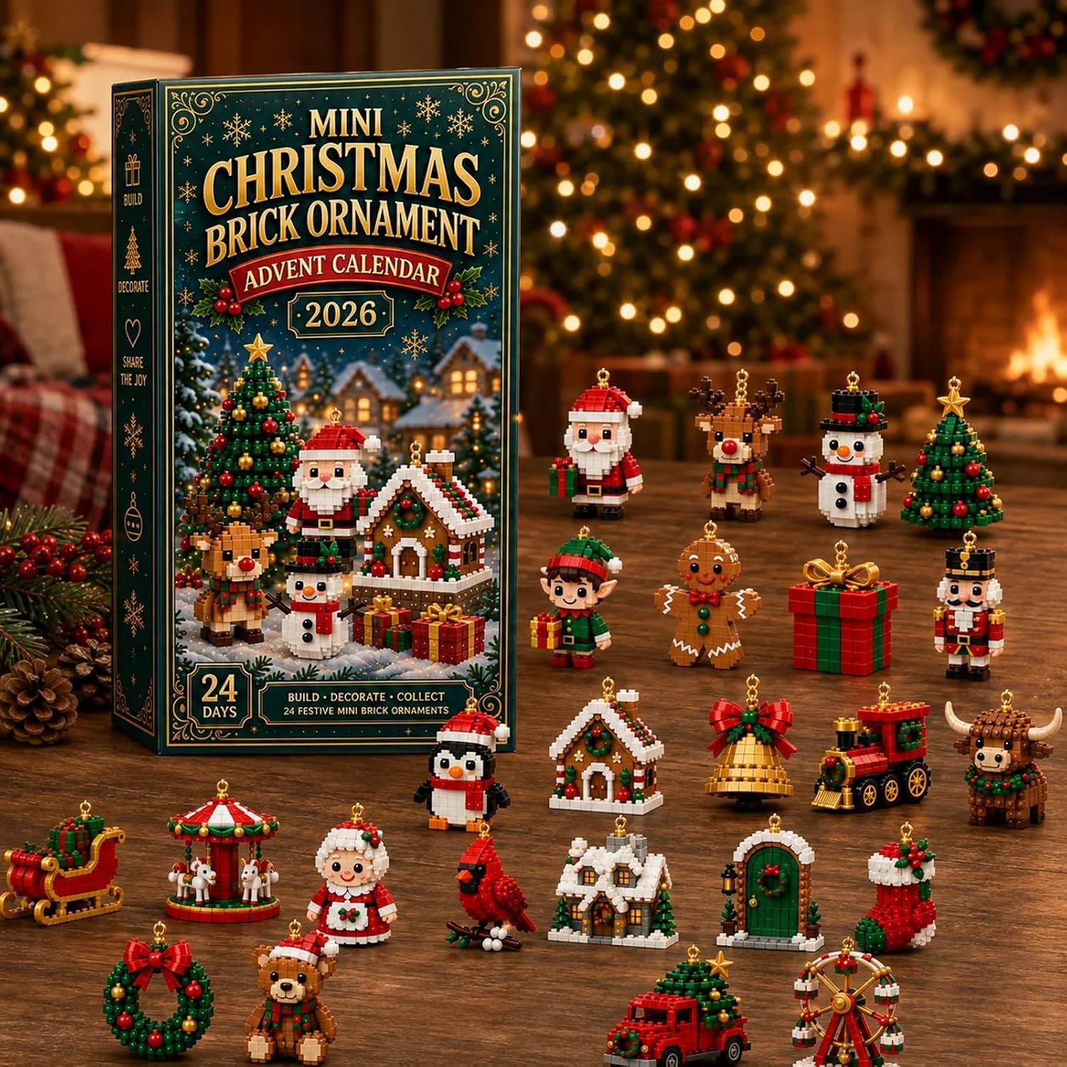 24-Day Mini Christmas Brick Ornament Advent Calendar