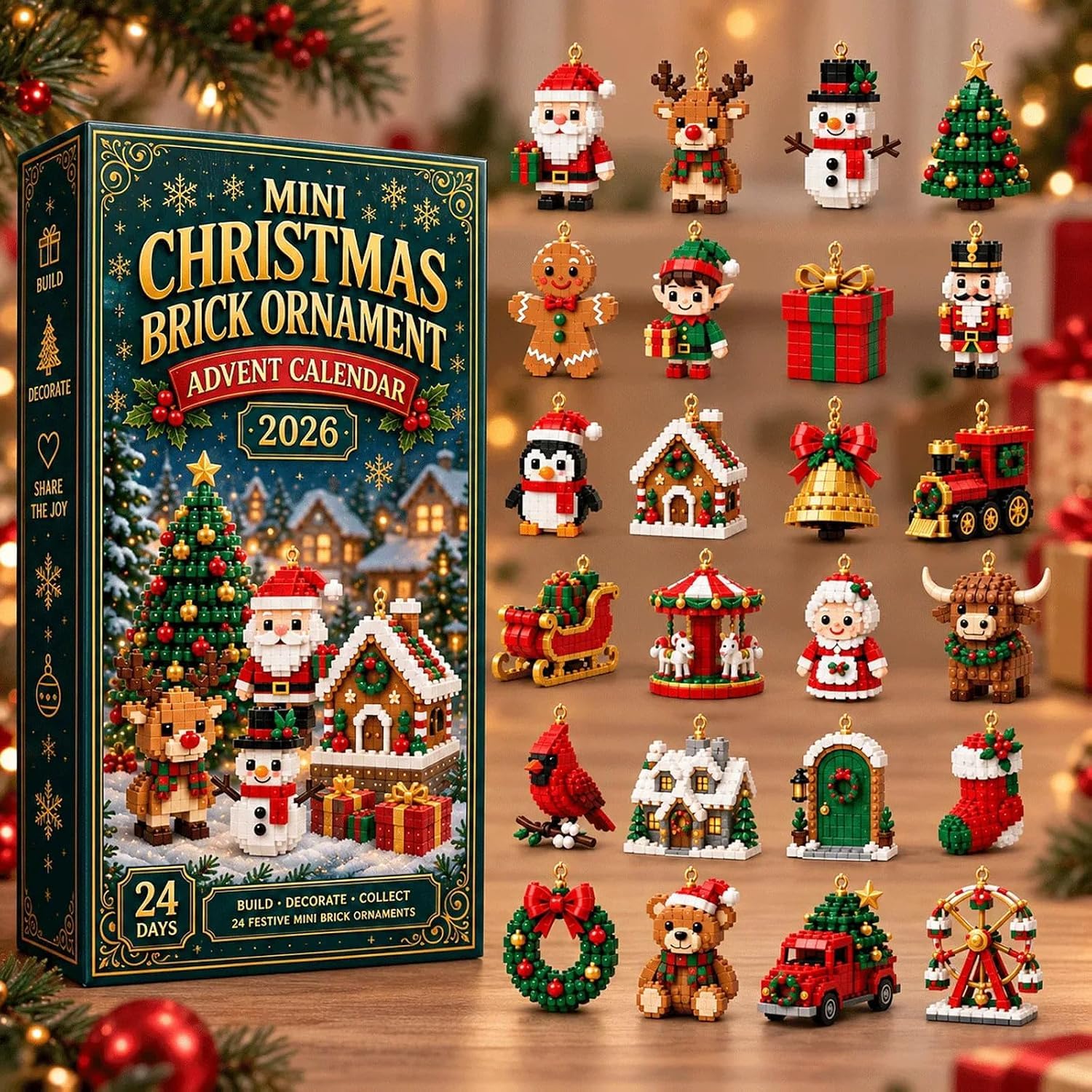 24-Day Mini Christmas Brick Ornament Advent Calendar