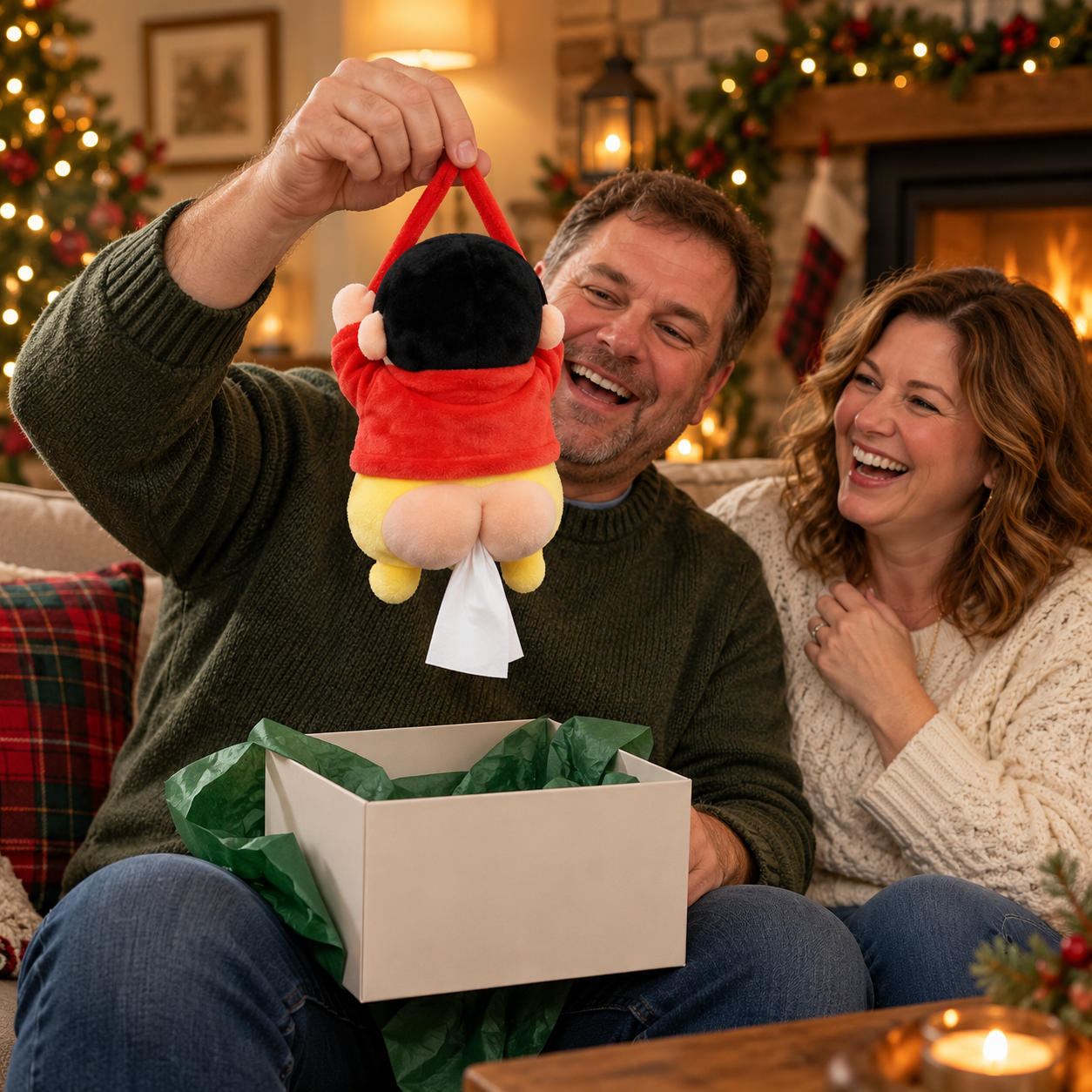 Funny Plush Tissue Holder – Hanging Car Tissue Dispenser & Gag Gift