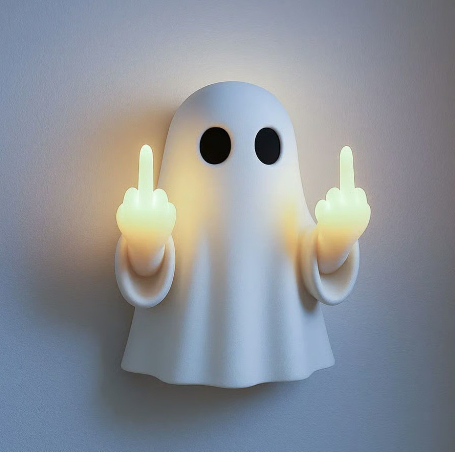 Funny Middle Finger Ghost Sconce Light Halloween Wall Decor Lamp
