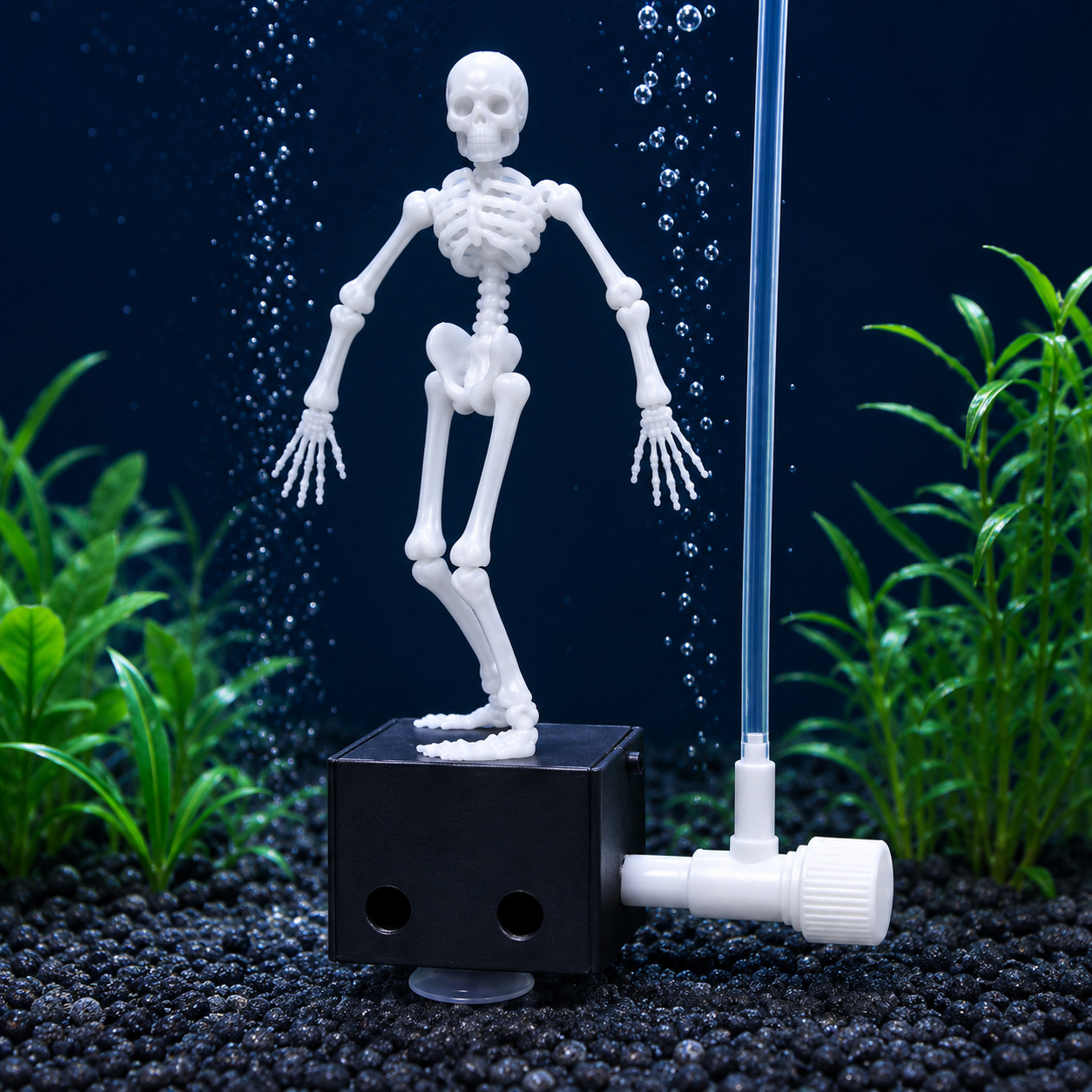 Special Treasure - Bubble Dancing Skeleton Aquarium Ornament – Air Powered Fish Tank Decoration - Dancing Skeleton + Oxygen Pump