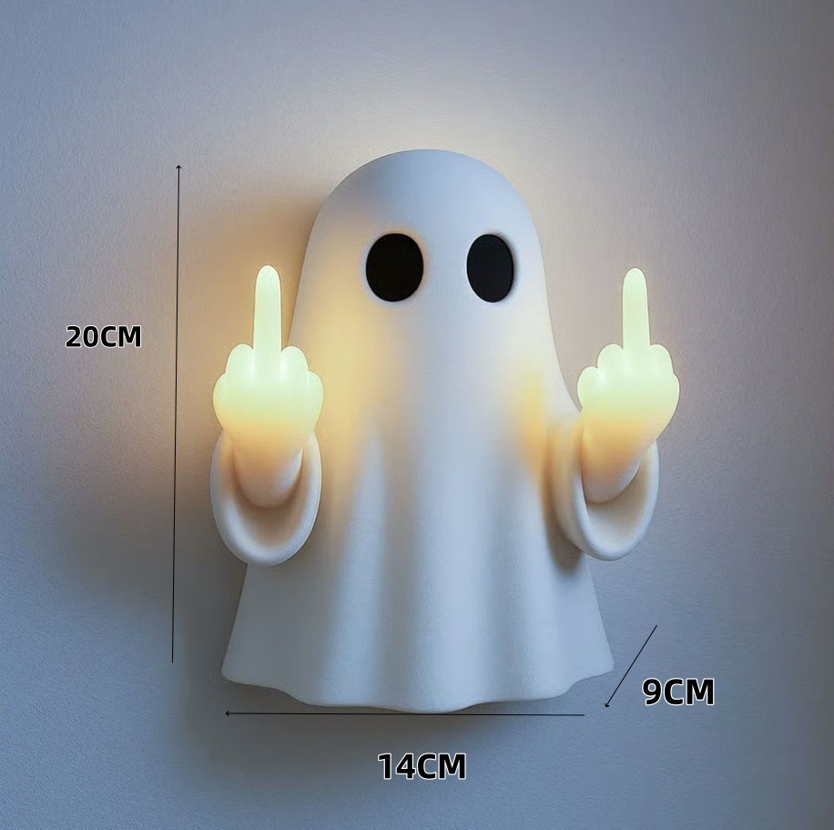 Funny Middle Finger Ghost Sconce Light Halloween Wall Decor Lamp