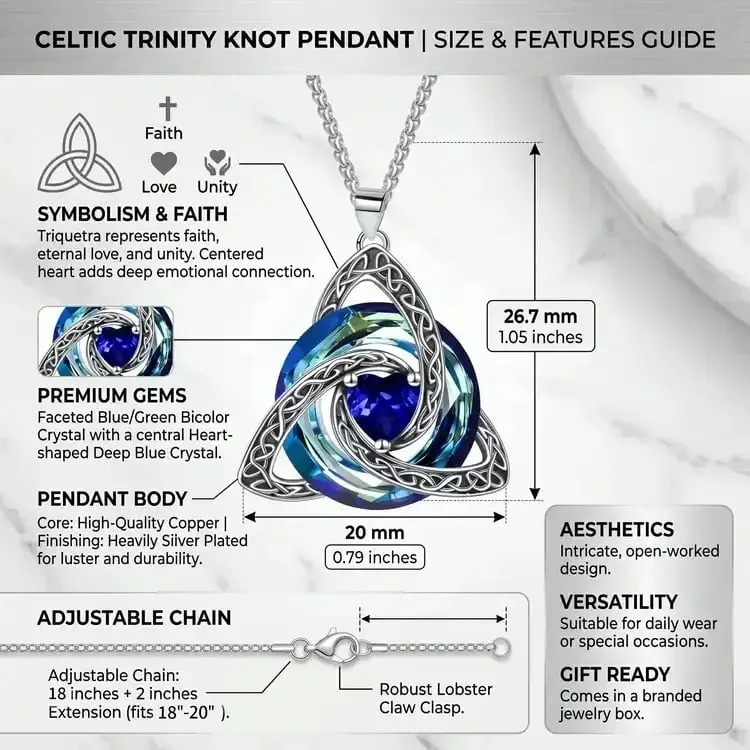 Birthstone Celtic Knot Necklace for Women