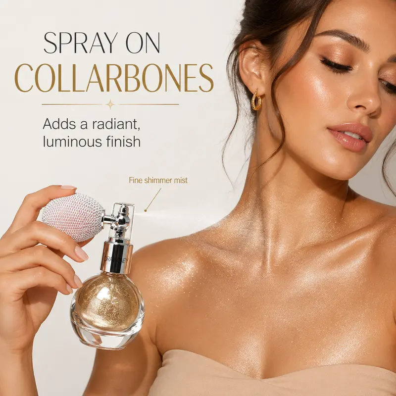 Ifchooseu - Face & Body Highlighting Powder Spray - Highlighter Makeup, Cosmetics Highlighter, Soft Glow All-Day Illuminator, Portable, No Harsh Texture, Ideal for Dates & Daily Use, Elegant Vibe Daily Makeup Tool