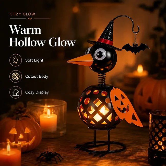 🔥Last Day 50% OFF🔥Wrought Iron Crow and Pumpkin Ornament🐦🎃