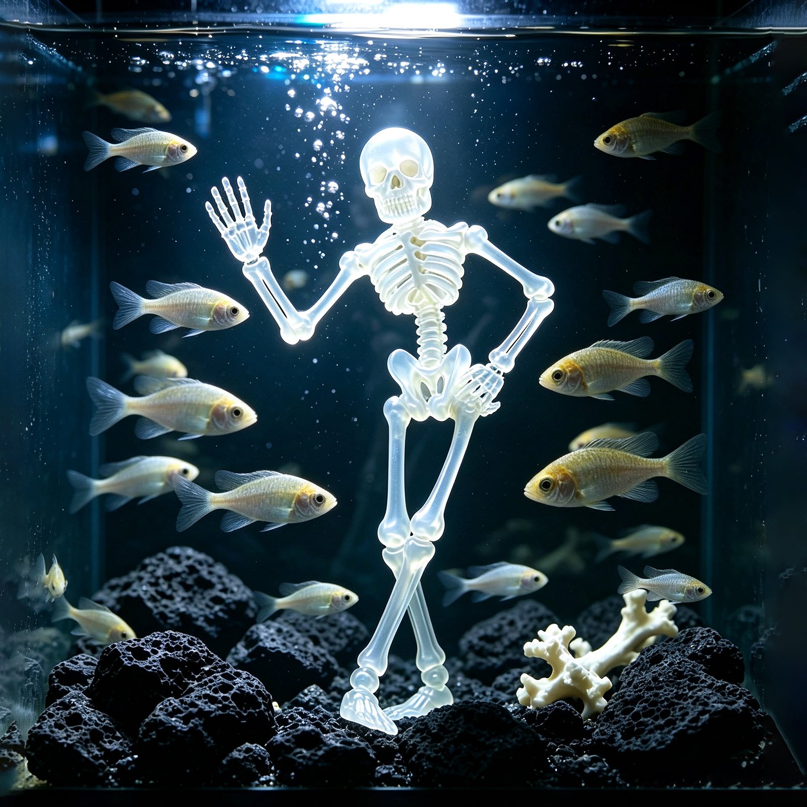 Special Treasure - Bubble Dancing Skeleton Aquarium Ornament – Air Powered Fish Tank Decoration - Dancing Skeleton + Oxygen Pump