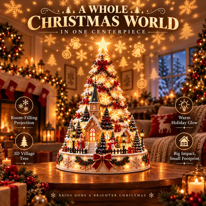 💯 Last day 49% OFF - 🎄Christmas Village Projection Centerpiece