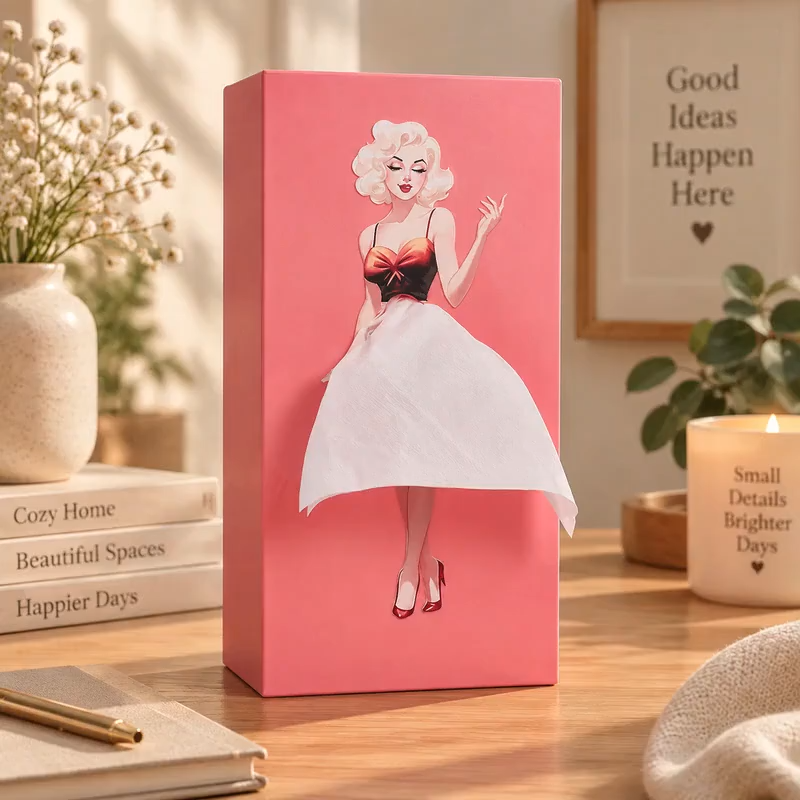 Ifchooseu - Girl Tissue Box Holder | Elegant Skirt Figurine Tissue Dispenser | Cute Tabletop Decor for Home, Car, Office Gift
