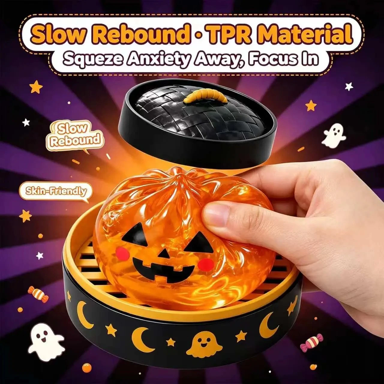 🔥Limited stock for current seasonal styles ✨Cute Halloween Scary Ghost Maruko Squeeze Toy Set