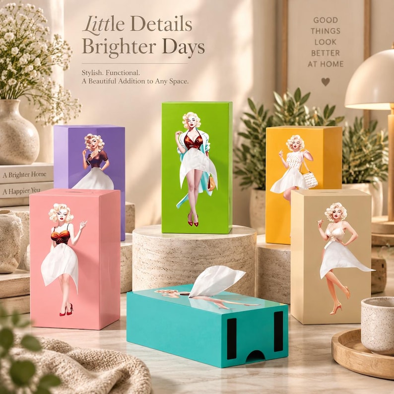 Ifchooseu - Girl Tissue Box Holder | Elegant Skirt Figurine Tissue Dispenser | Cute Tabletop Decor for Home, Car, Office Gift