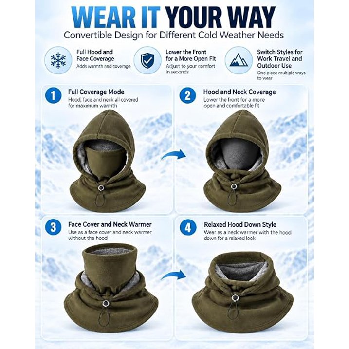 Ifchooseu - One-piece Flannel Warm Mask Hat, Outdoor Cycling Windproof And Cold Autumn And Winter Style, Warm Hat With Neck Mask