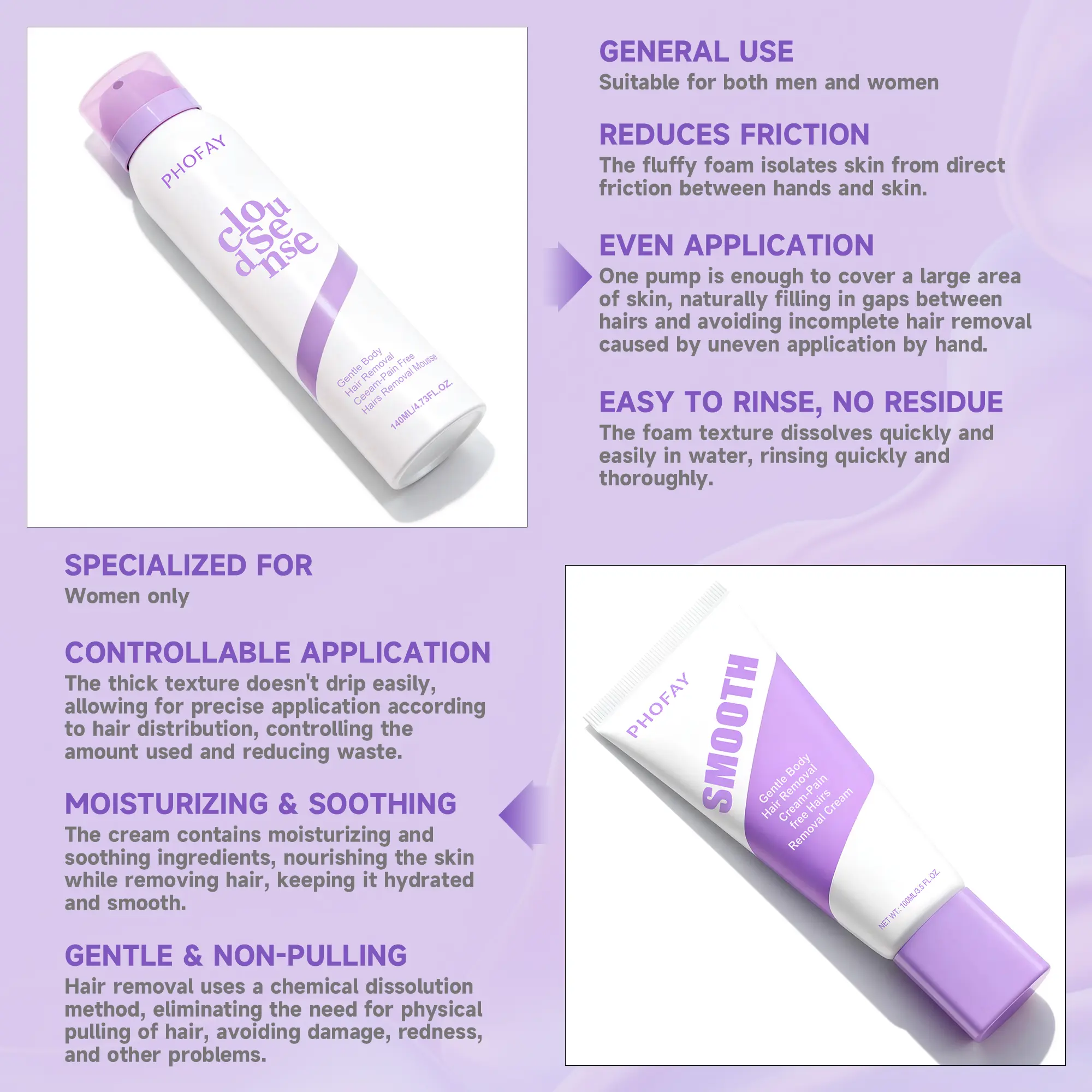 Bikini Pain-Free Hair Removal Cream for Sensitive Skin, Hypoallergenic Formula-Gentle & Fast-Acting Depilatory with Citrus Scent, Aloe & Hyaluronic Acid for Soothing Care, Suitable for Men & Women,backtoschool