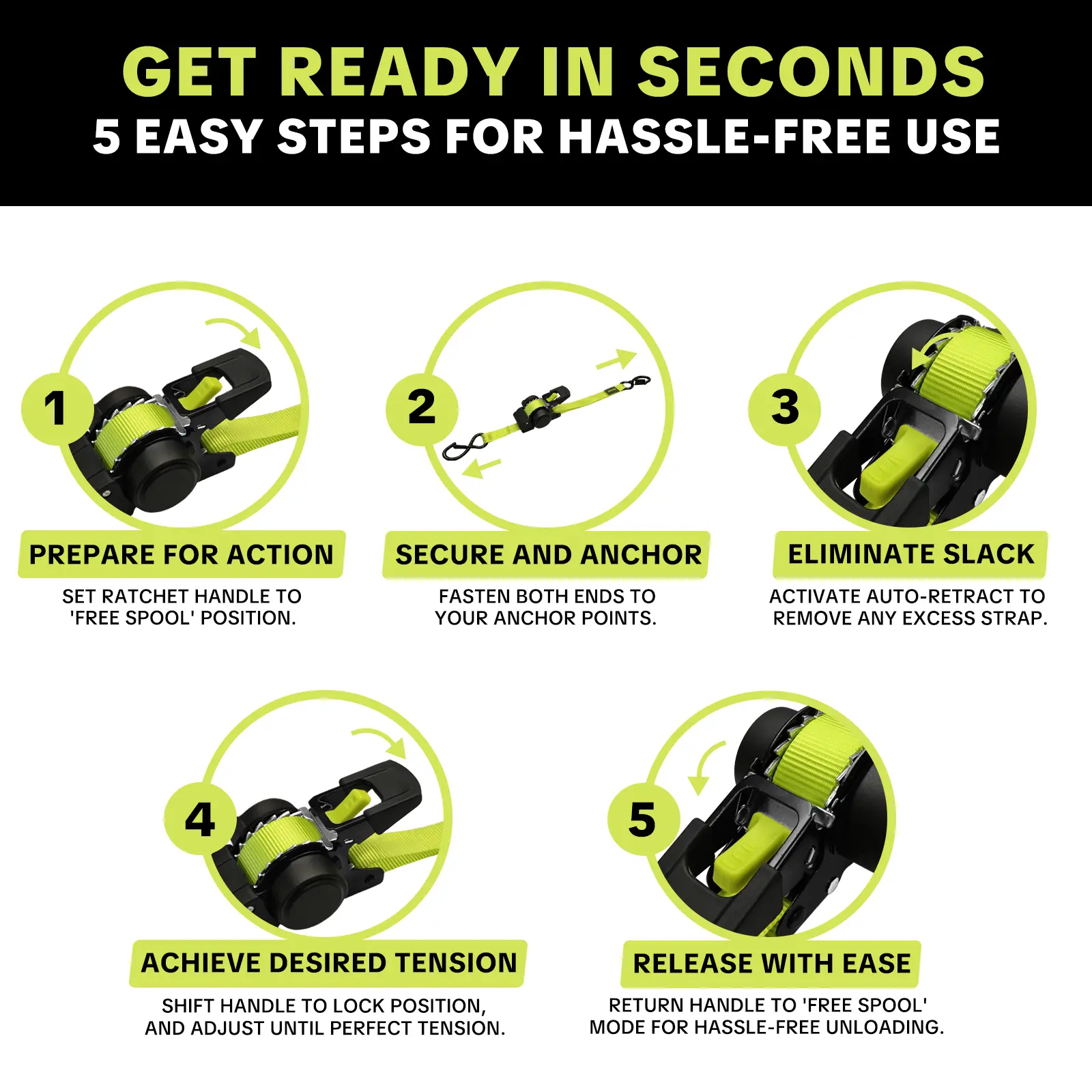 SEESE Car Tie Downs with Ratchets 1"x 11 ft-1500 LB Break Strength Cargo Straps for Moving Appliances, Lawn Equipment, Motorcycle Green