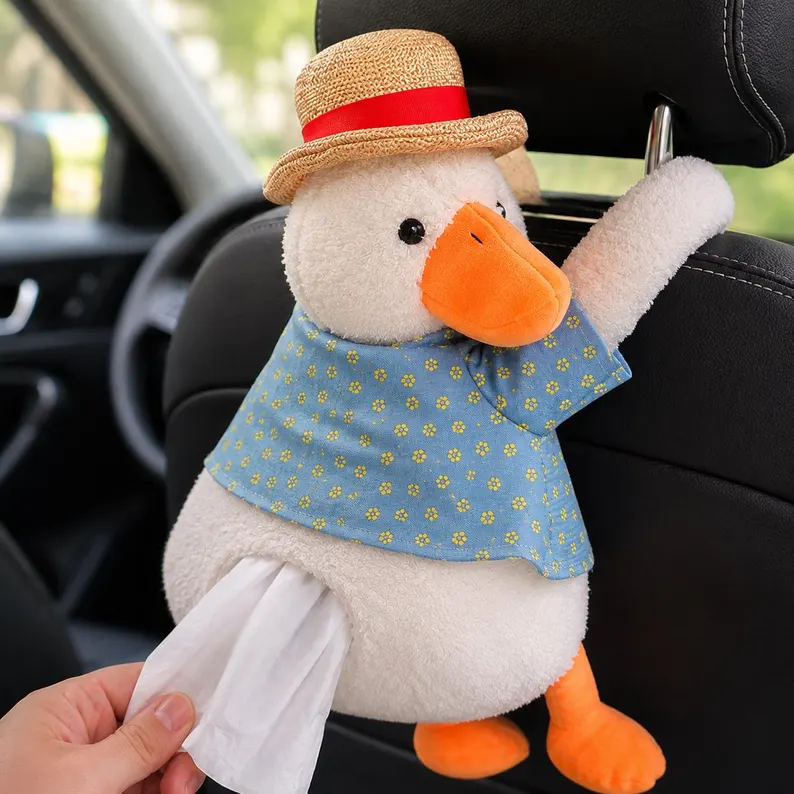 Ifchooseu - Funny Duck Plush Tissue Holder – Hanging Car Tissue Dispenser & Gag Gift
