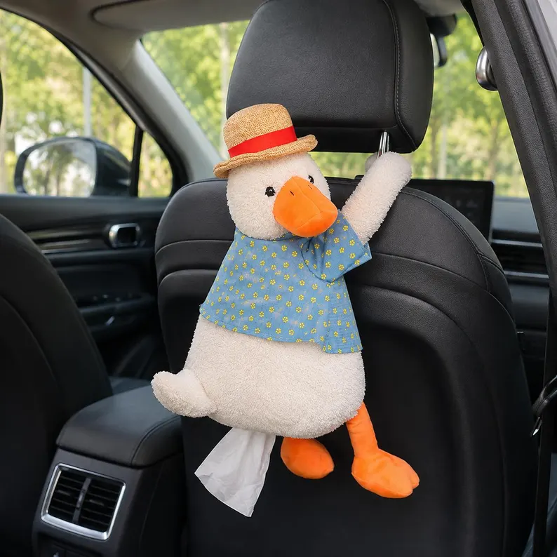 Ifchooseu - Funny Duck Plush Tissue Holder – Hanging Car Tissue Dispenser & Gag Gift