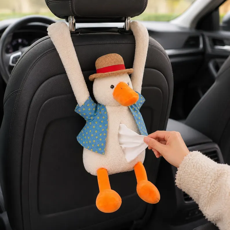 Ifchooseu - Funny Duck Plush Tissue Holder – Hanging Car Tissue Dispenser & Gag Gift