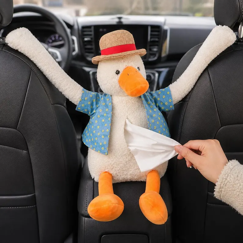 Ifchooseu - Funny Duck Plush Tissue Holder – Hanging Car Tissue Dispenser & Gag Gift