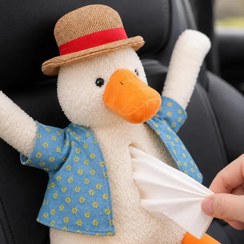Ifchooseu - Funny Duck Plush Tissue Holder – Hanging Car Tissue Dispenser & Gag Gift