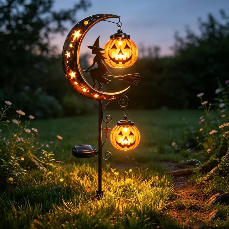 Solar Halloween/Christmas Garden Stake,Ghost/Skeleton/Witch Pumpkin Lanterns Yard Light, Outdoor Fall Winter Pathway Decor, Holiday Garden Gift, Festival Gift