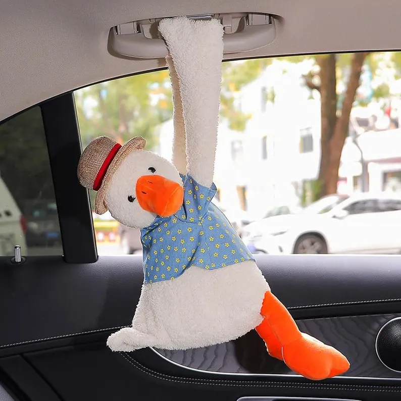 Ifchooseu - Funny Duck Plush Tissue Holder – Hanging Car Tissue Dispenser & Gag Gift