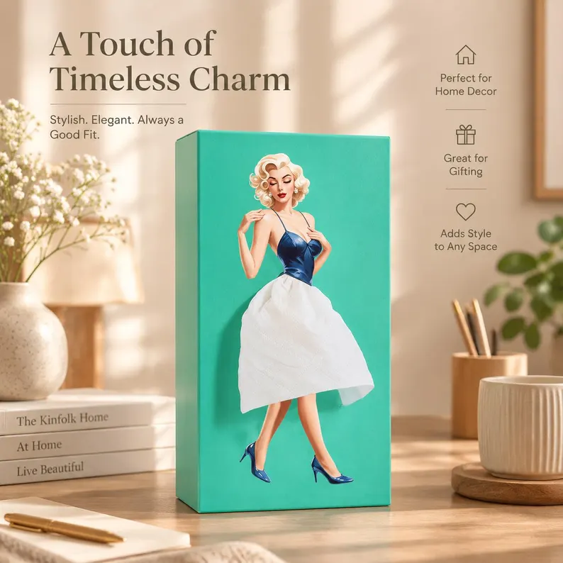 Ifchooseu - Girl Tissue Box Holder | Elegant Skirt Figurine Tissue Dispenser | Cute Tabletop Decor for Home, Car, Office Gift