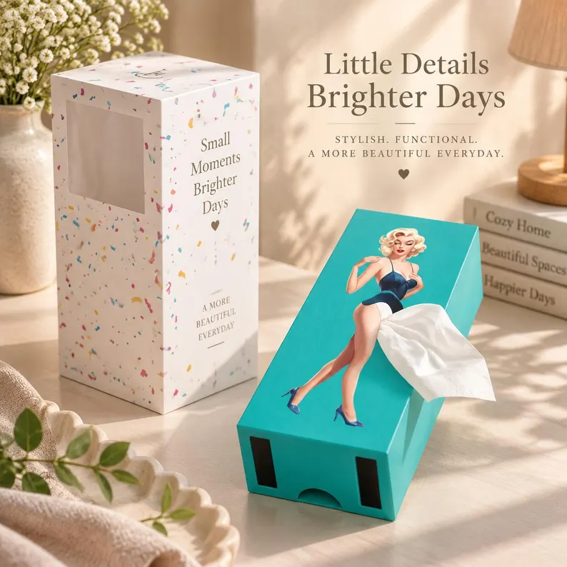 Ifchooseu - Girl Tissue Box Holder | Elegant Skirt Figurine Tissue Dispenser | Cute Tabletop Decor for Home, Car, Office Gift