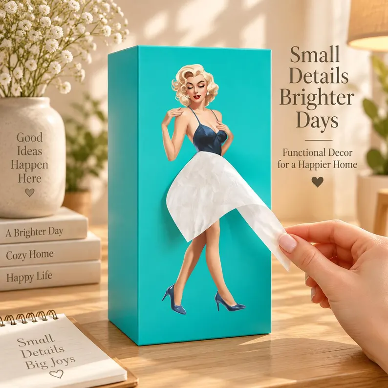 Ifchooseu - Girl Tissue Box Holder | Elegant Skirt Figurine Tissue Dispenser | Cute Tabletop Decor for Home, Car, Office Gift